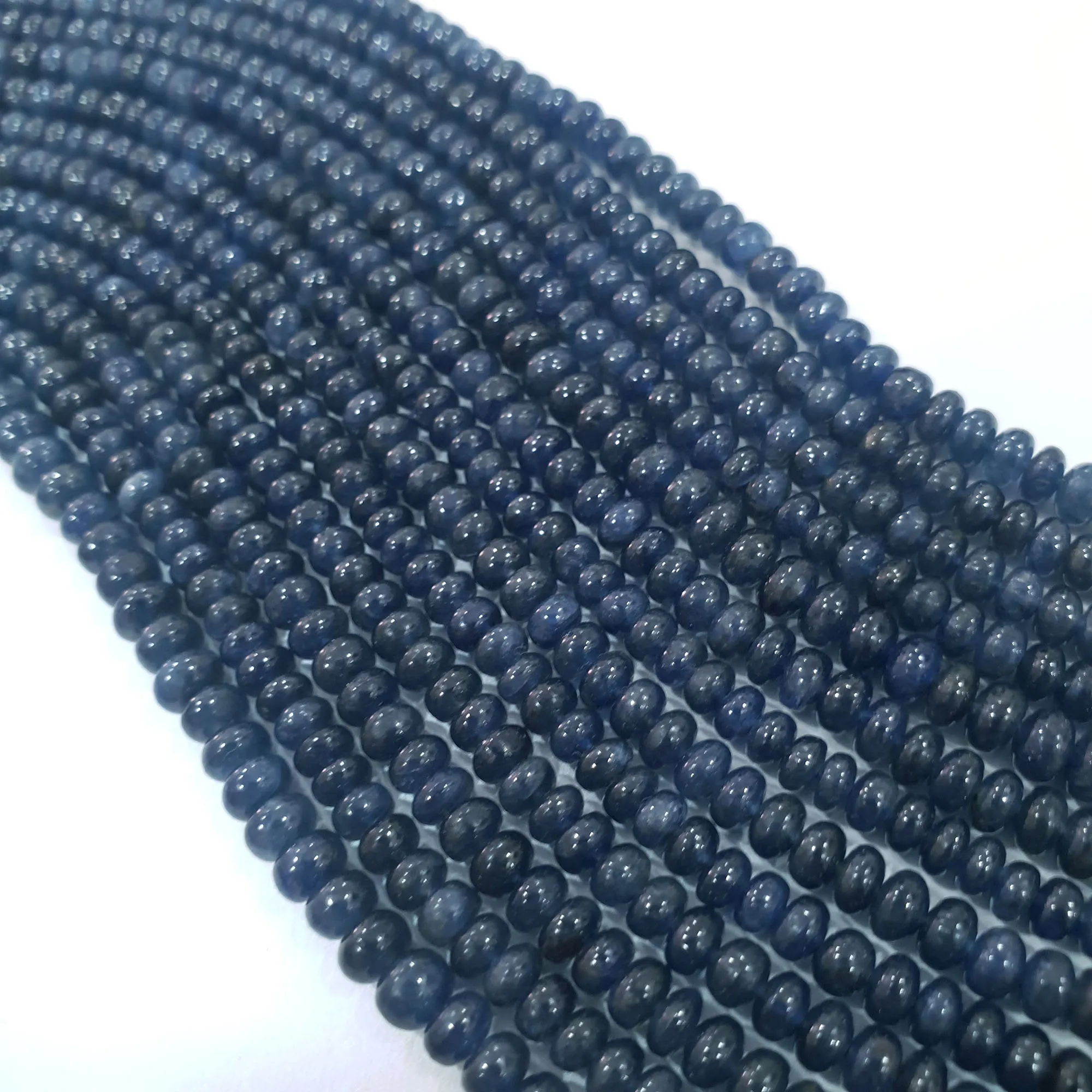 Blue Sapphire Gemstone Rondelle Beads : 16" Strand Untreated 100% Natural Blue Sapphire Rondelle Beads 3mm 4mm 5mm