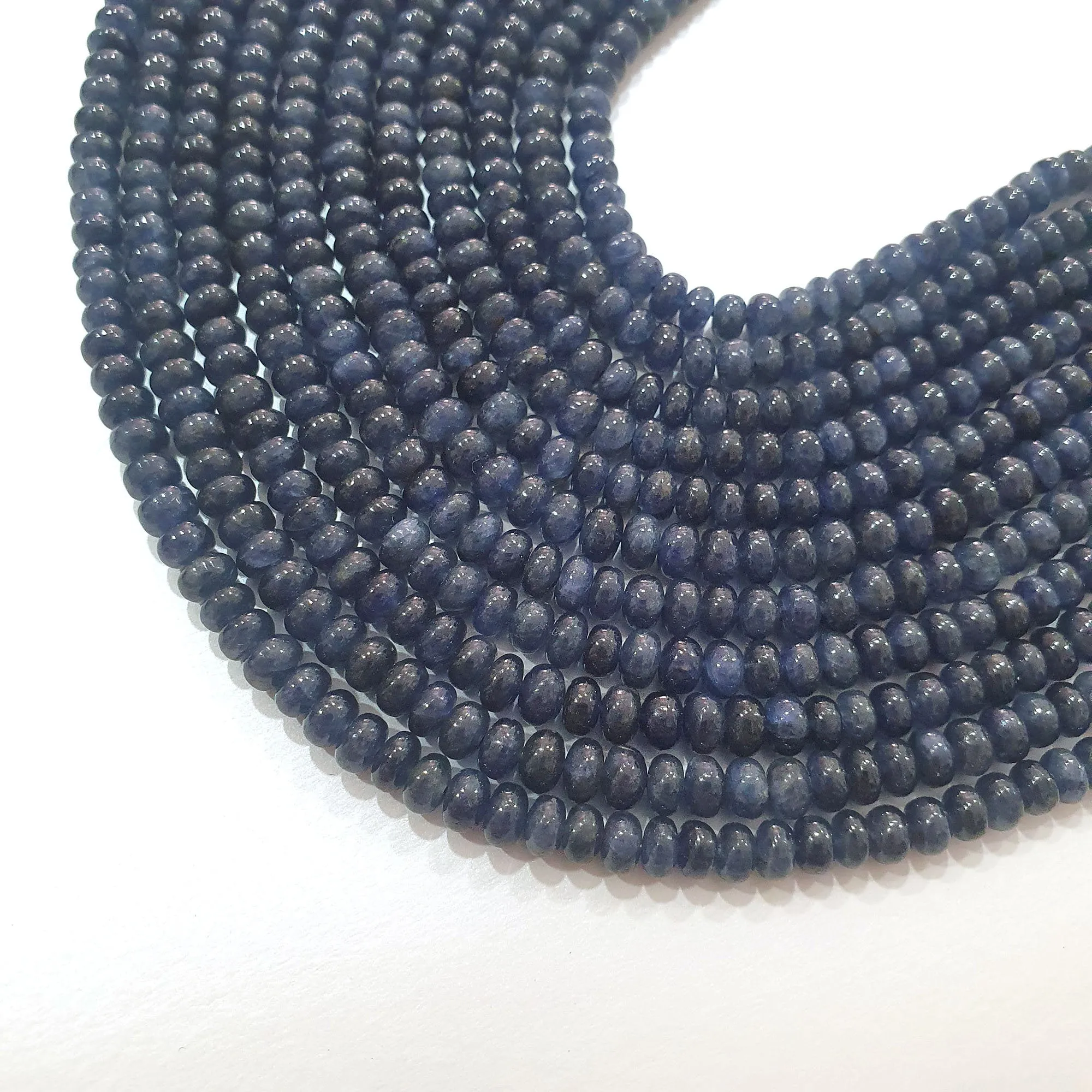 Blue Sapphire Gemstone Rondelle Beads : 16" Strand Untreated 100% Natural Blue Sapphire Rondelle Beads 3mm 4mm 5mm