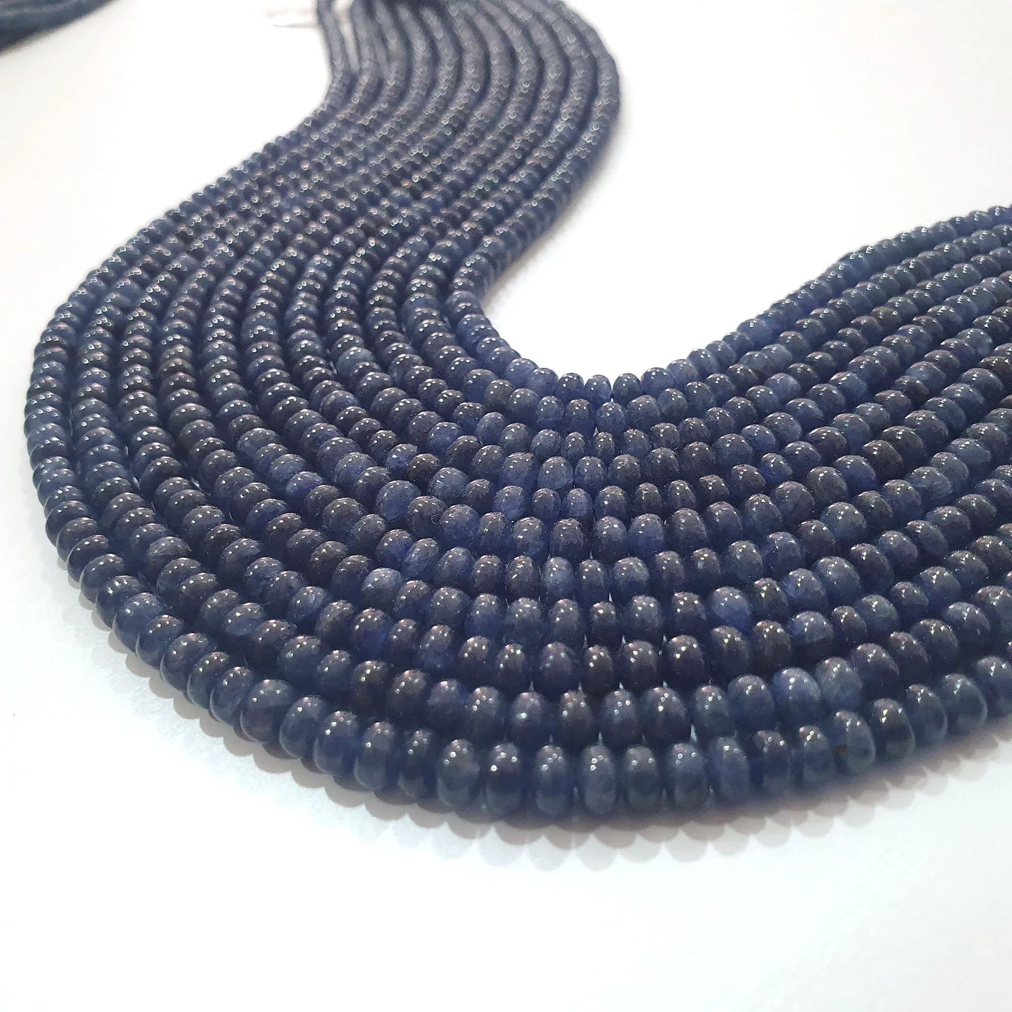 Blue Sapphire Gemstone Rondelle Beads : 16" Strand Untreated 100% Natural Blue Sapphire Rondelle Beads 3mm 4mm 5mm