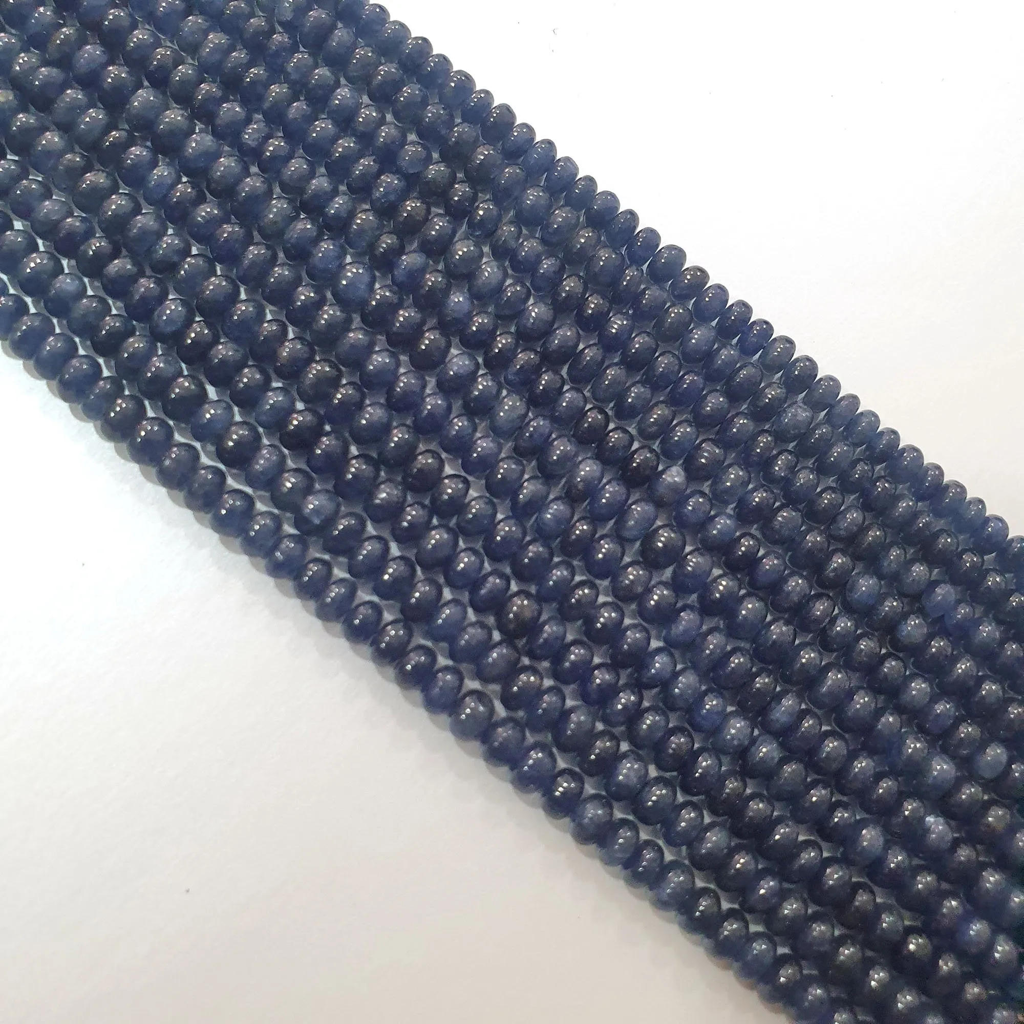 Blue Sapphire Gemstone Rondelle Beads : 16" Strand Untreated 100% Natural Blue Sapphire Rondelle Beads 3mm 4mm 5mm