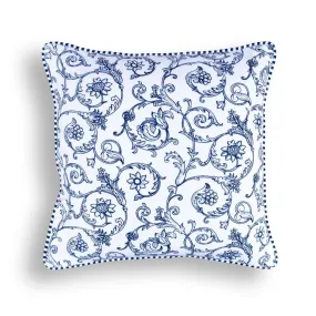 Blue Swirl print pillow, cotton, welted pillow, standard size 16X16 inches, other sizes available