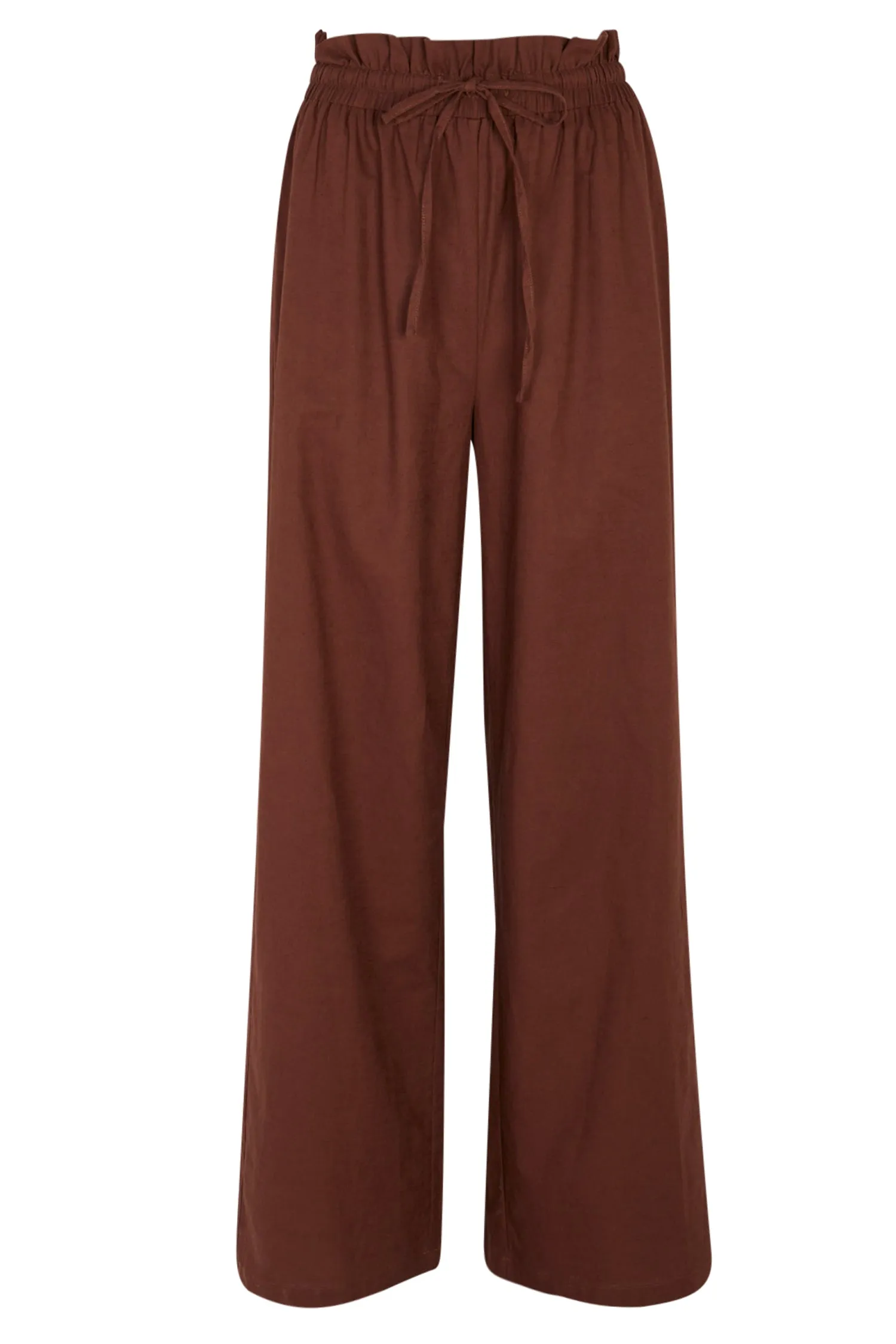 Brown Cotton Linen Demi Trouser