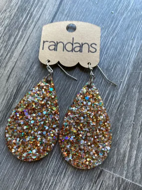 Bubbly Gold Champagne Glitter Handcrafted Resin Earrings