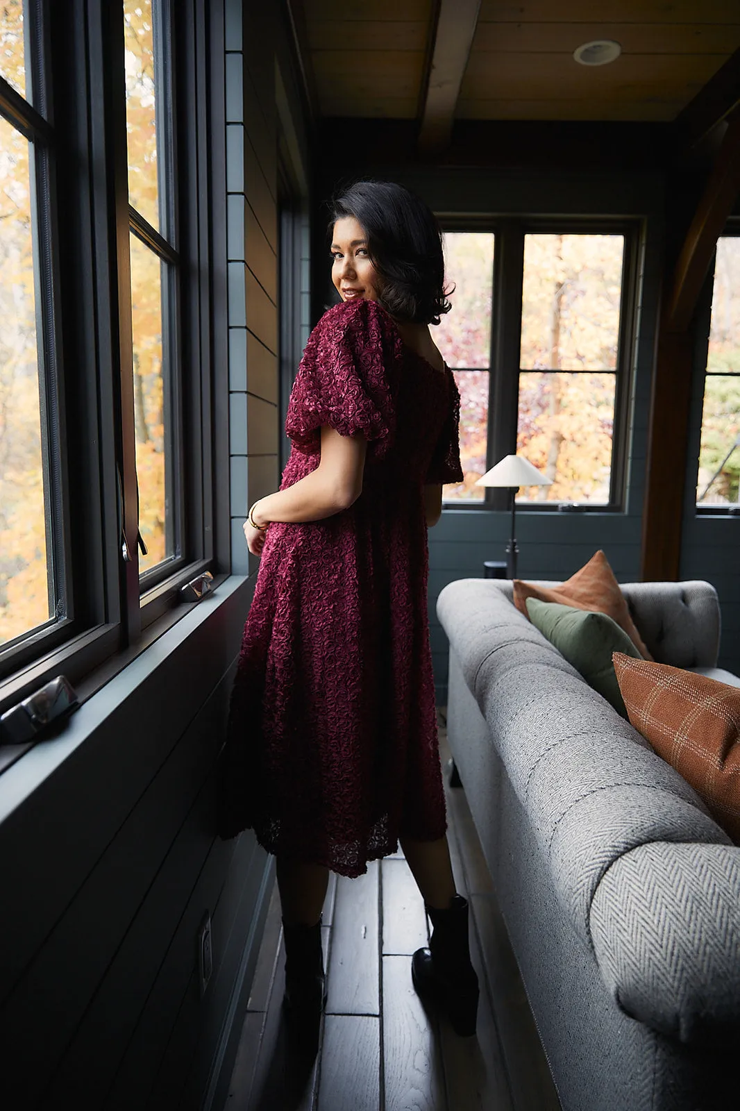 Burgundy Rosebud Dress-FINAL SALE