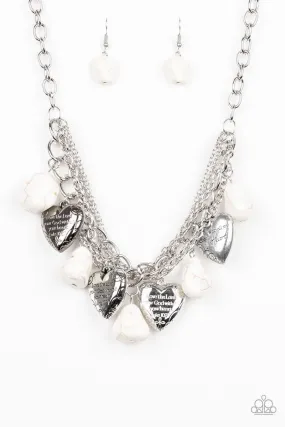 Change of Heart White Stone Necklace and matching Earrings - Paparazzi Accessories