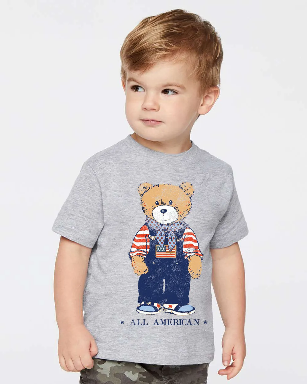 Children's All American Bear Gray Tee