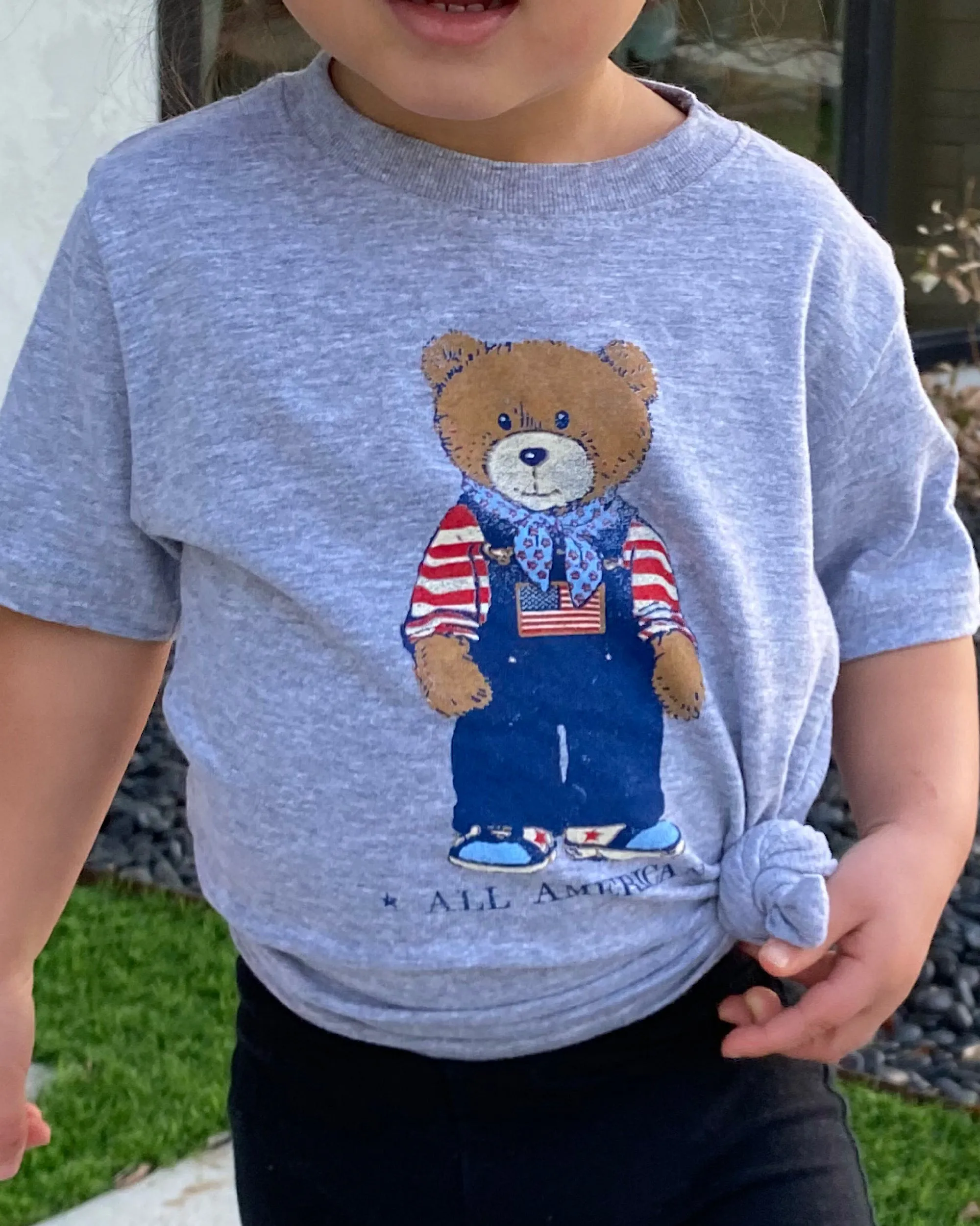 Children's All American Bear Gray Tee