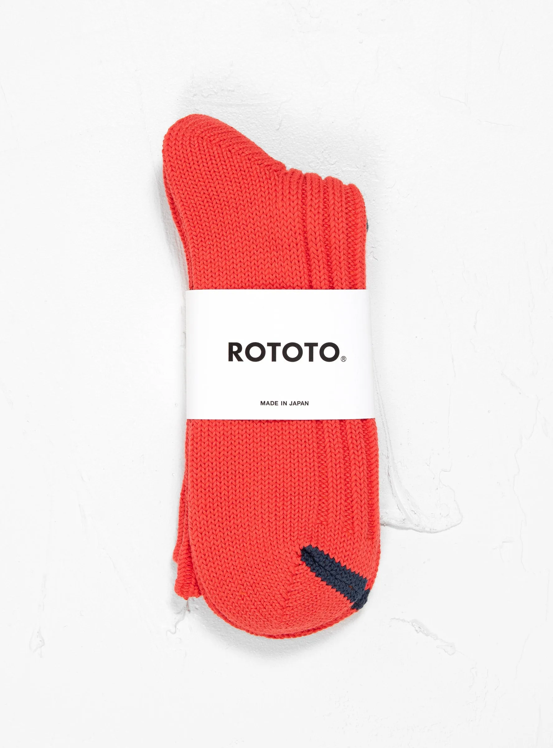 Chunky Ribbed Crew Socks Poppy & Dark Blue