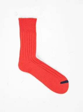 Chunky Ribbed Crew Socks Poppy & Dark Blue