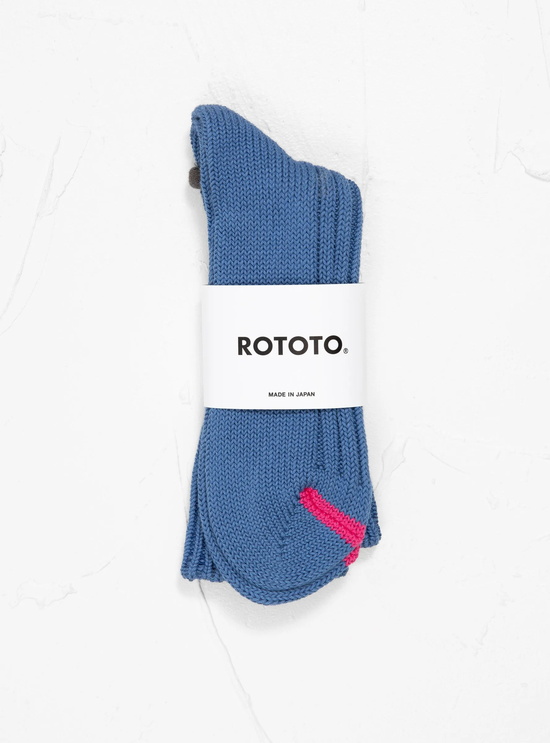 Chunky Ribbed Crew Socks Smalt Blue