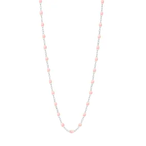 Classic Gigi Baby Pink necklace, White Gold, 19.7"