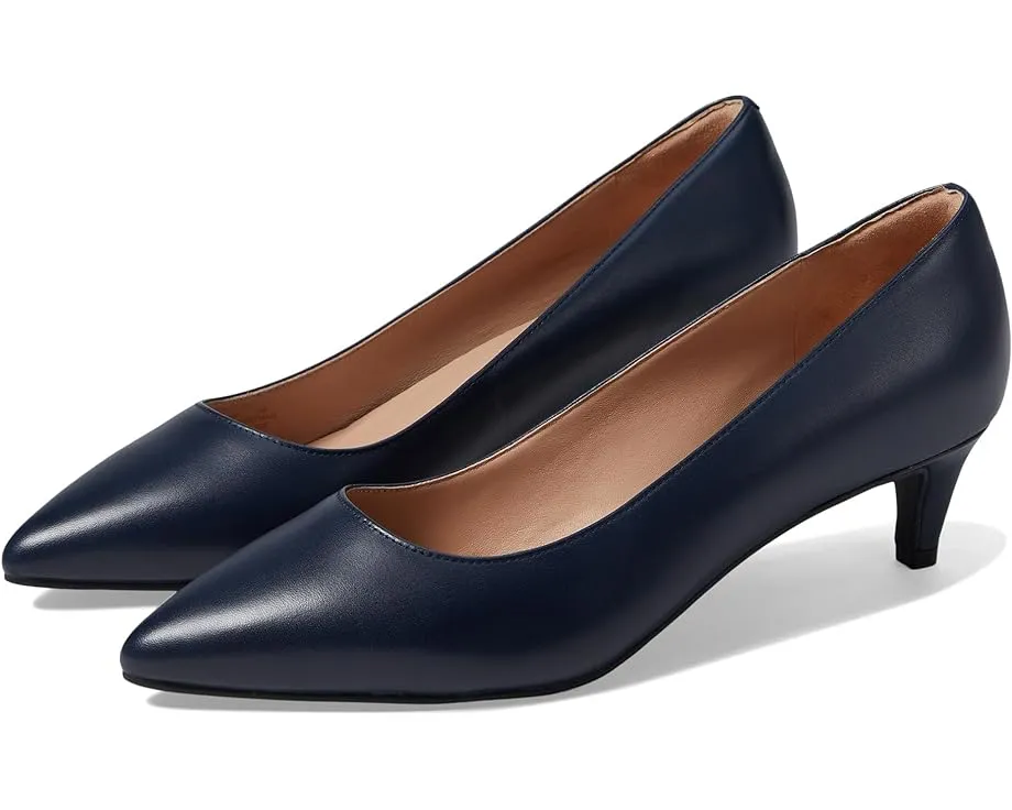 Cole Haan Vandam Pump Navy Leather Waterproof Pointed Toe Kitten Heeled Pumps