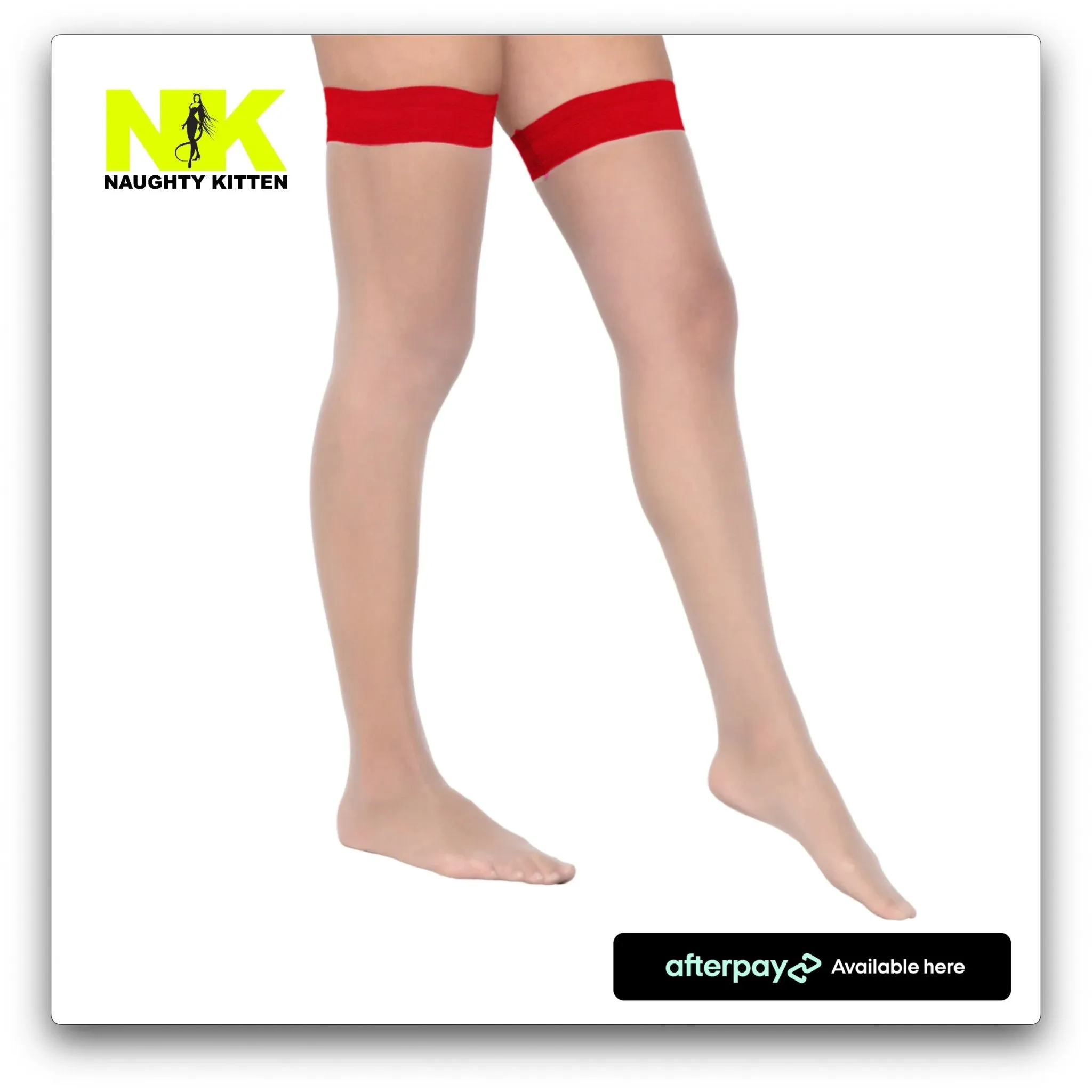 Coloured Stay up Stockings - Black, Hot Pink, Red