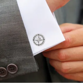 Compass Rose Custom Coordinates Sterling Silver Cufflinks