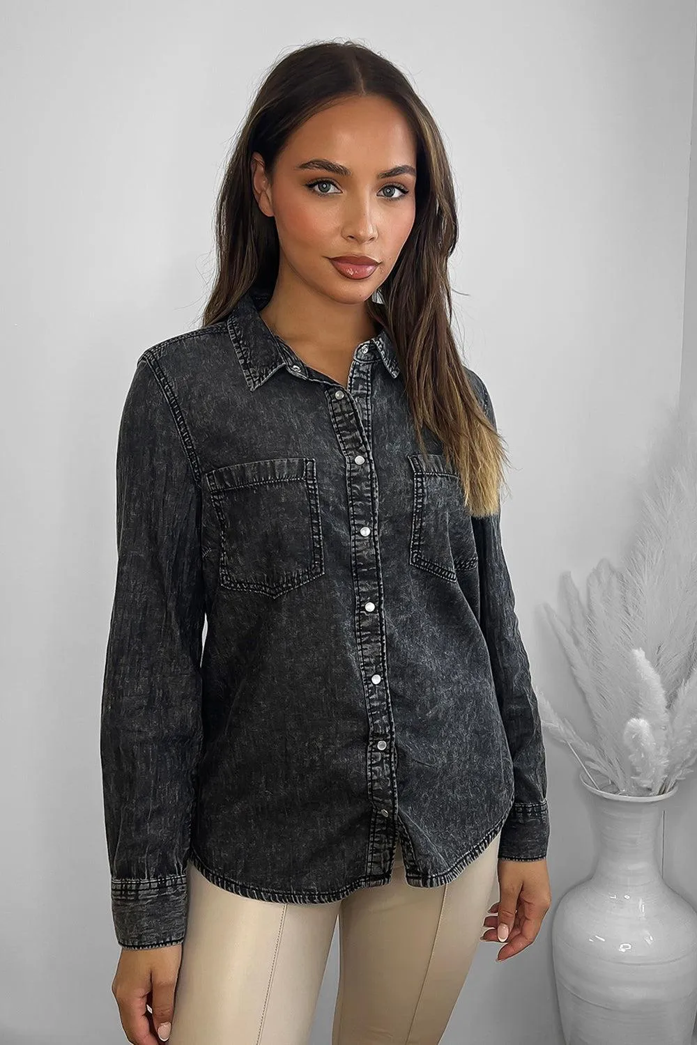 Cotton Acid Wash Denim Shirt