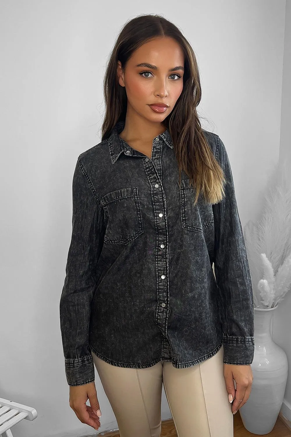 Cotton Acid Wash Denim Shirt