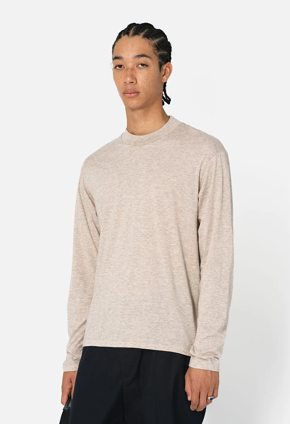 Cotton Cashmere Mock Neck / Tan