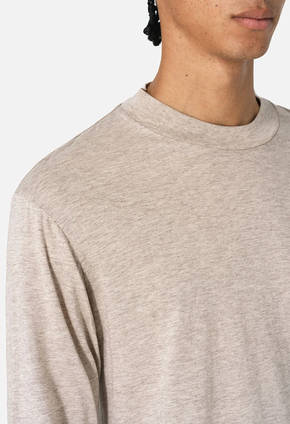 Cotton Cashmere Mock Neck / Tan