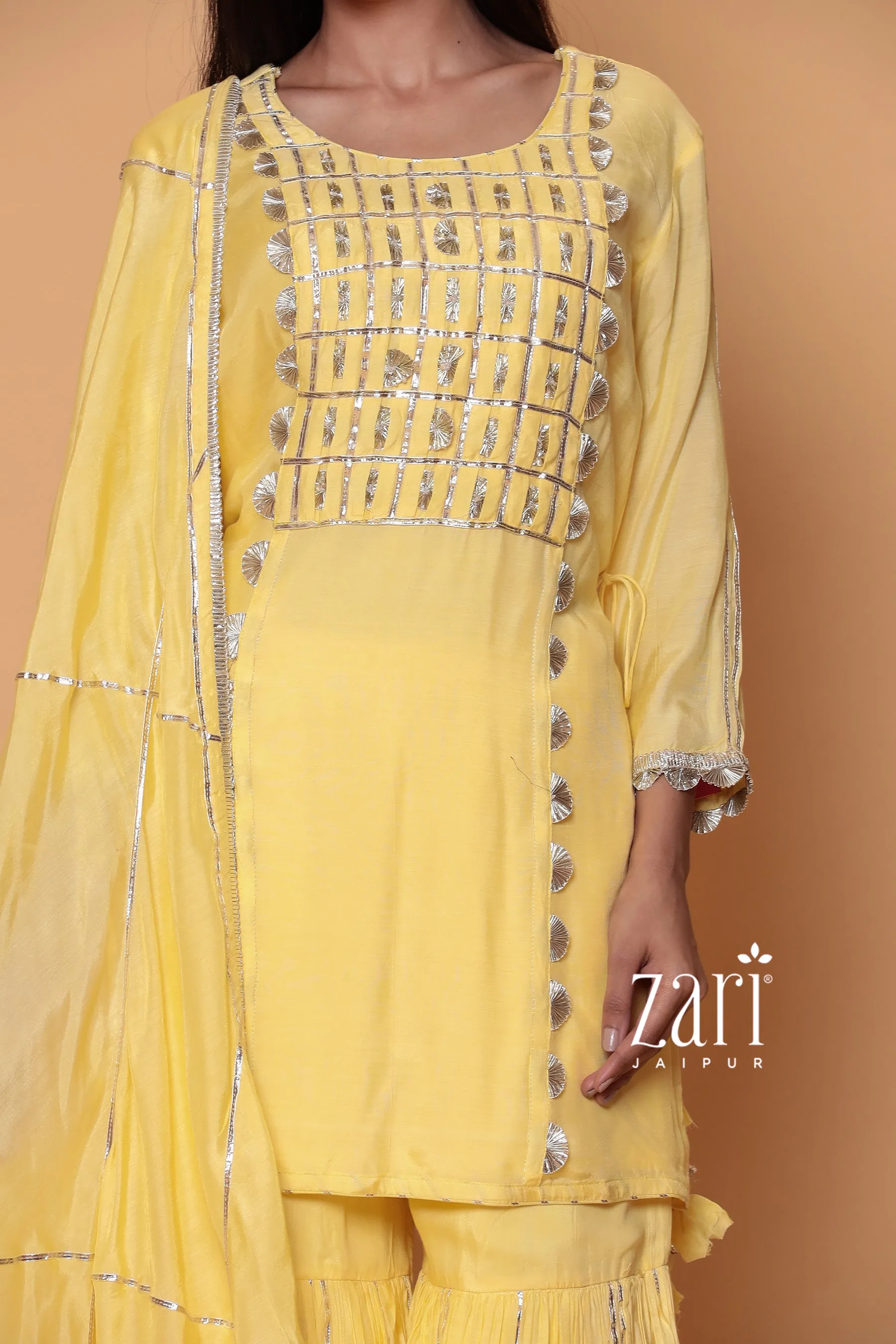 Cotton Silk Sharara Suit with Gota work.