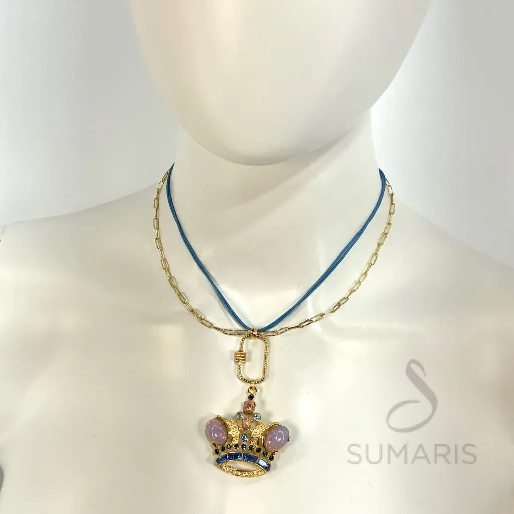 CROWNED IN BLUE STATEMENT NECKLACE