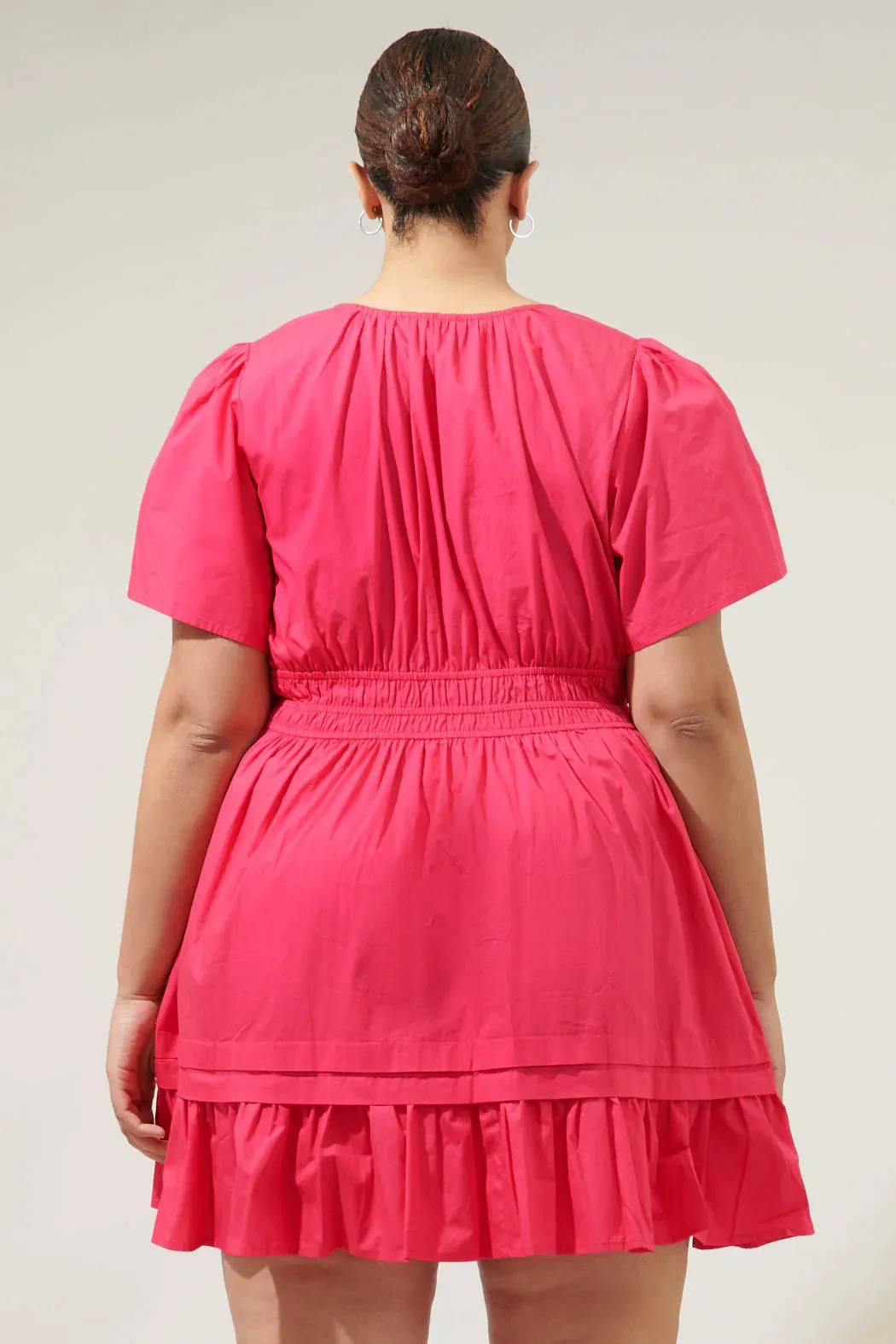 Curvy Pink Split Neck Dress