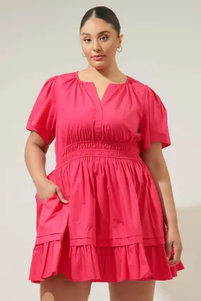 Curvy Pink Split Neck Dress