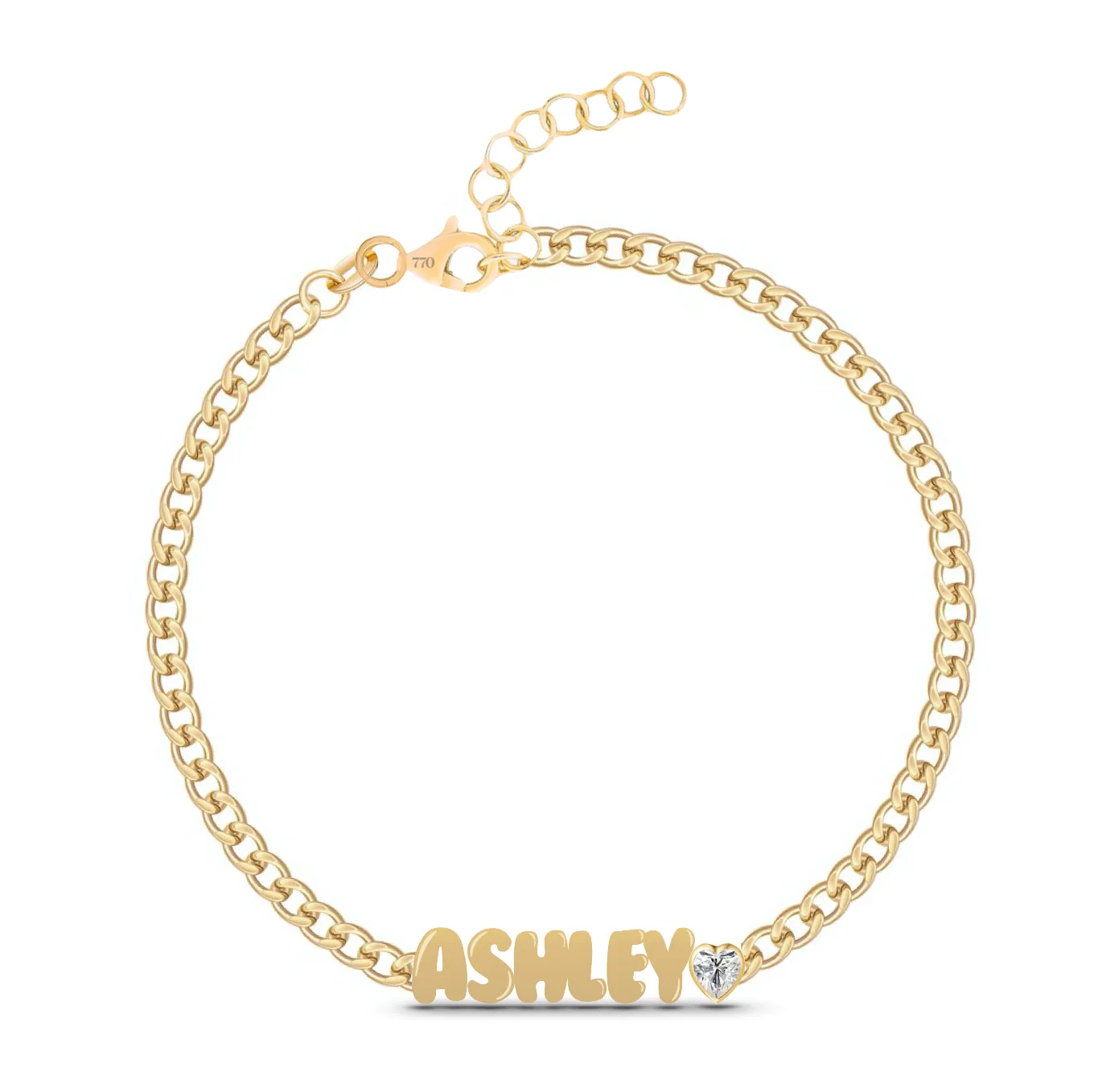 Custom Cuban Link Solid Name   Mixed Shapes Bracelet