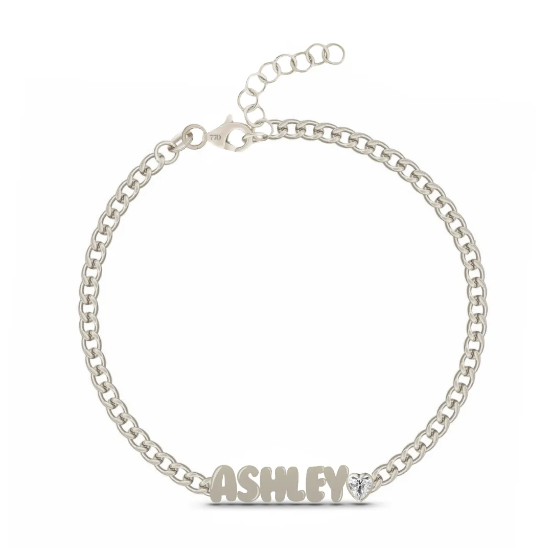 Custom Cuban Link Solid Name   Mixed Shapes Bracelet