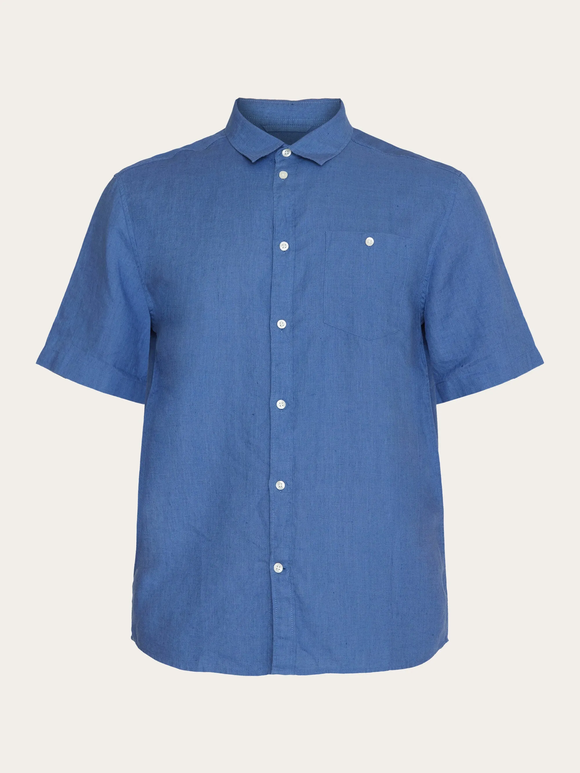 Custom fit linen short sleeve shirt - Moonlight Blue