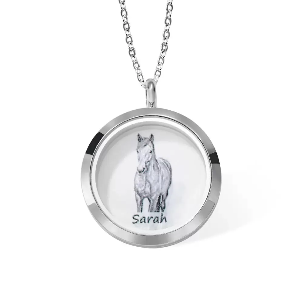 Custom Pet Fur Locket Necklace with Photo & Name