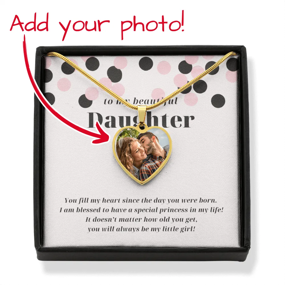 Custom Photo Heart Pendant to Beautiful Daughter Necklace