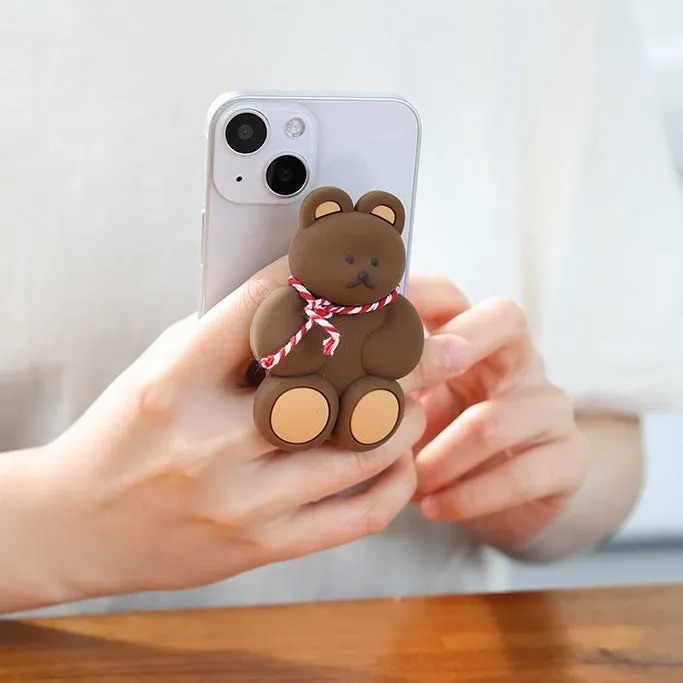 Cute Bear Griptok Cellphone Holder Tablet Stand soft Silicone 3 Step