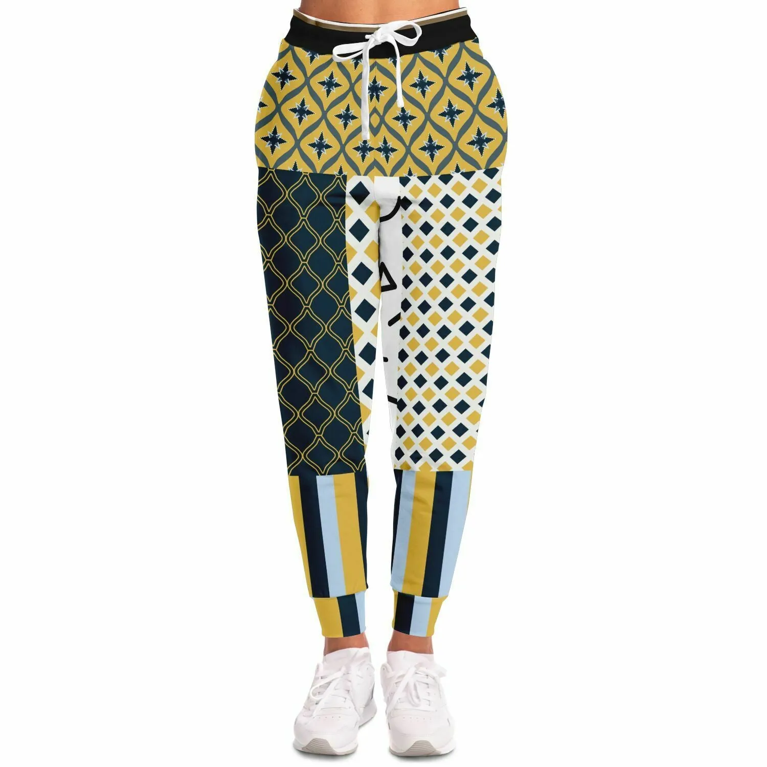 Dauphin Blue Patchwork Unisex Fleece Joggers