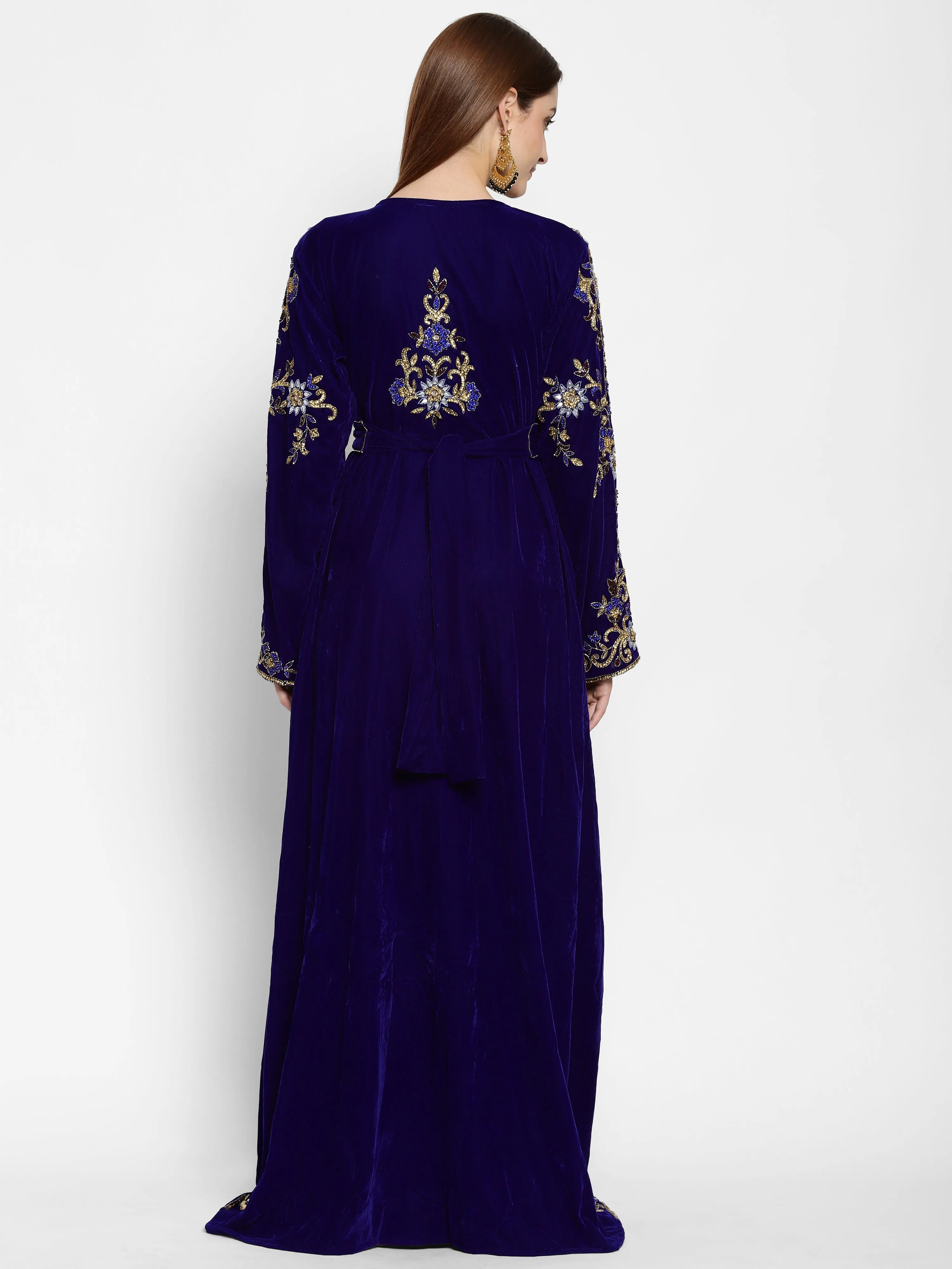 Designer Kaftan Bridal Gown in Royal Blue Velvet