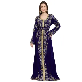 Designer Kaftan Bridal Gown in Royal Blue Velvet