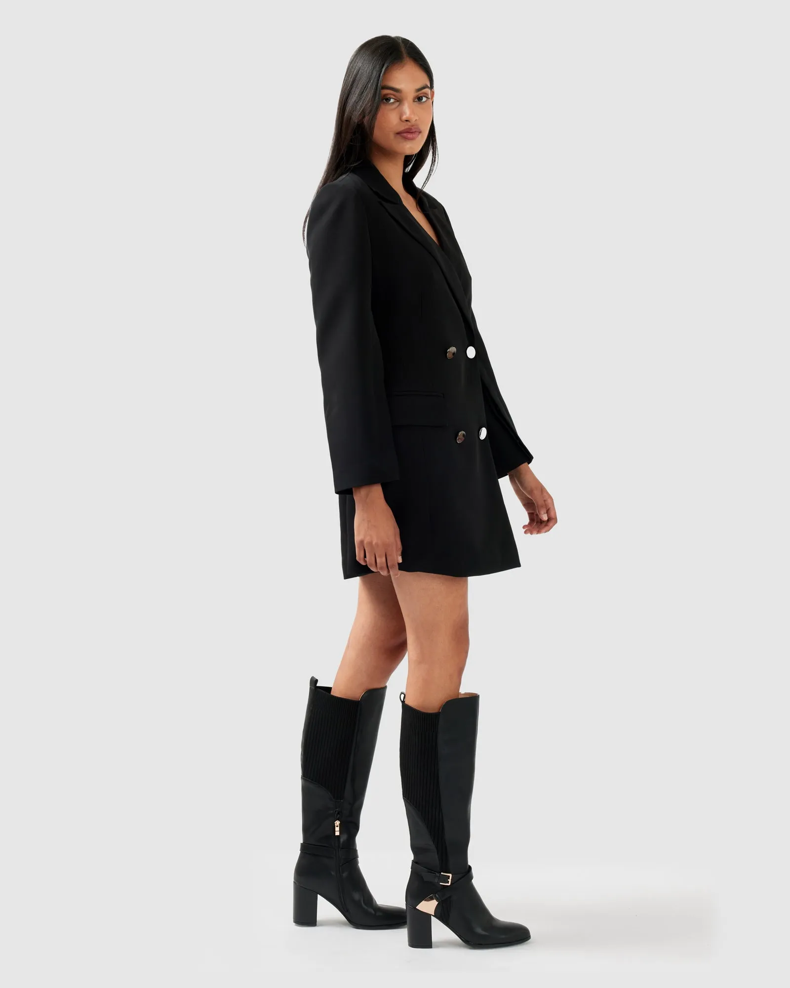 Diamond Heart Blazer Dress - Black