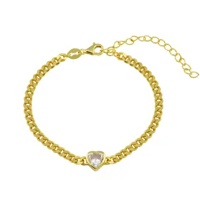 Diamond Heart Cuban Bracelet