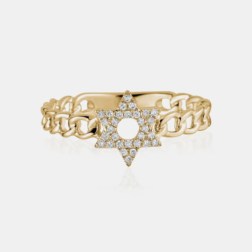 Diamond Star of David Link Ring