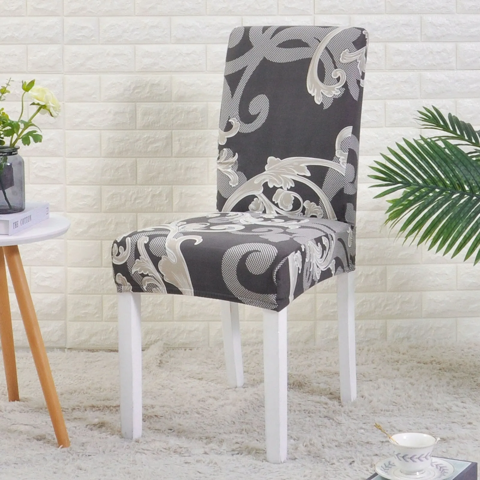 Dining Chair Cover Spandex Elastic Pastoral Print Modern Slipcovers -1/2/4/6PCS