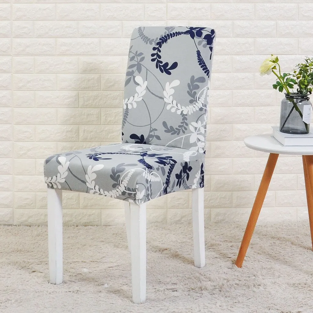 Dining Chair Cover Spandex Elastic Pastoral Print Modern Slipcovers -1/2/4/6PCS