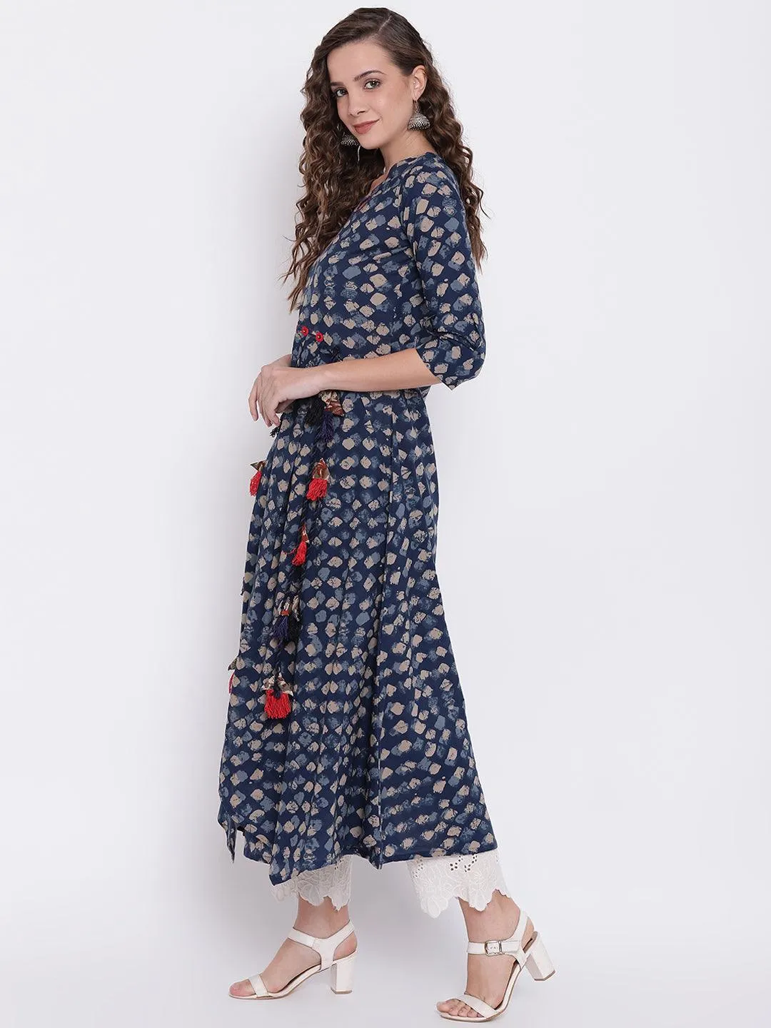 Divena Indigo A Line Cotton Kurta