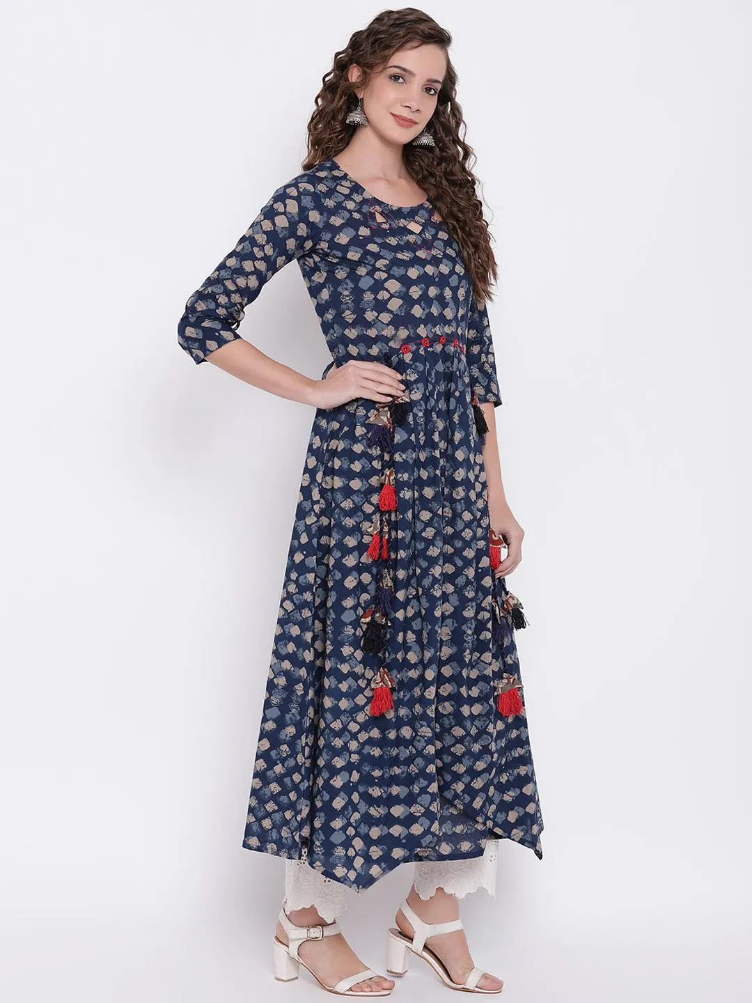 Divena Indigo A Line Cotton Kurta