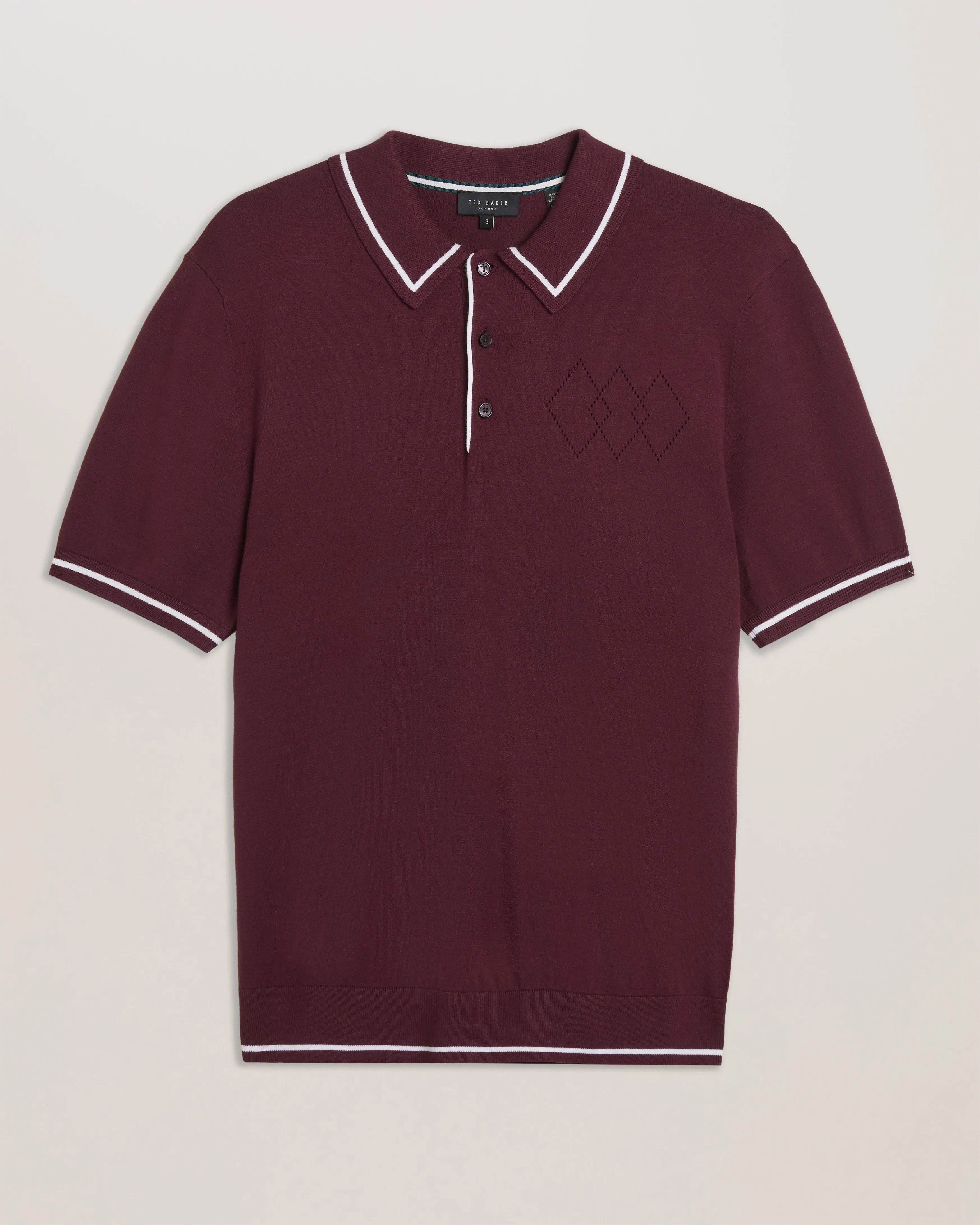 Dunow Ss Pointelle Diamond Polo Maroon