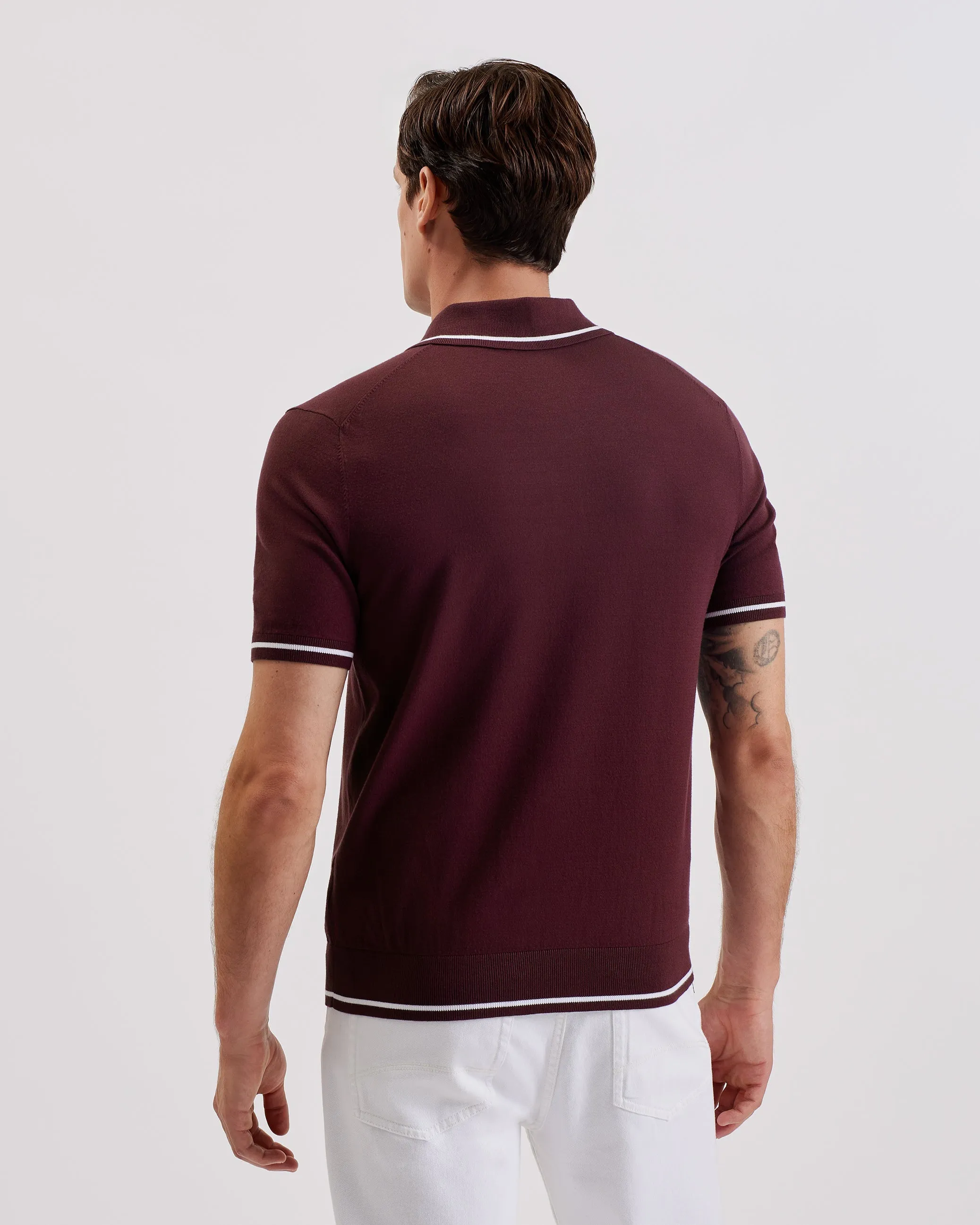 Dunow Ss Pointelle Diamond Polo Maroon