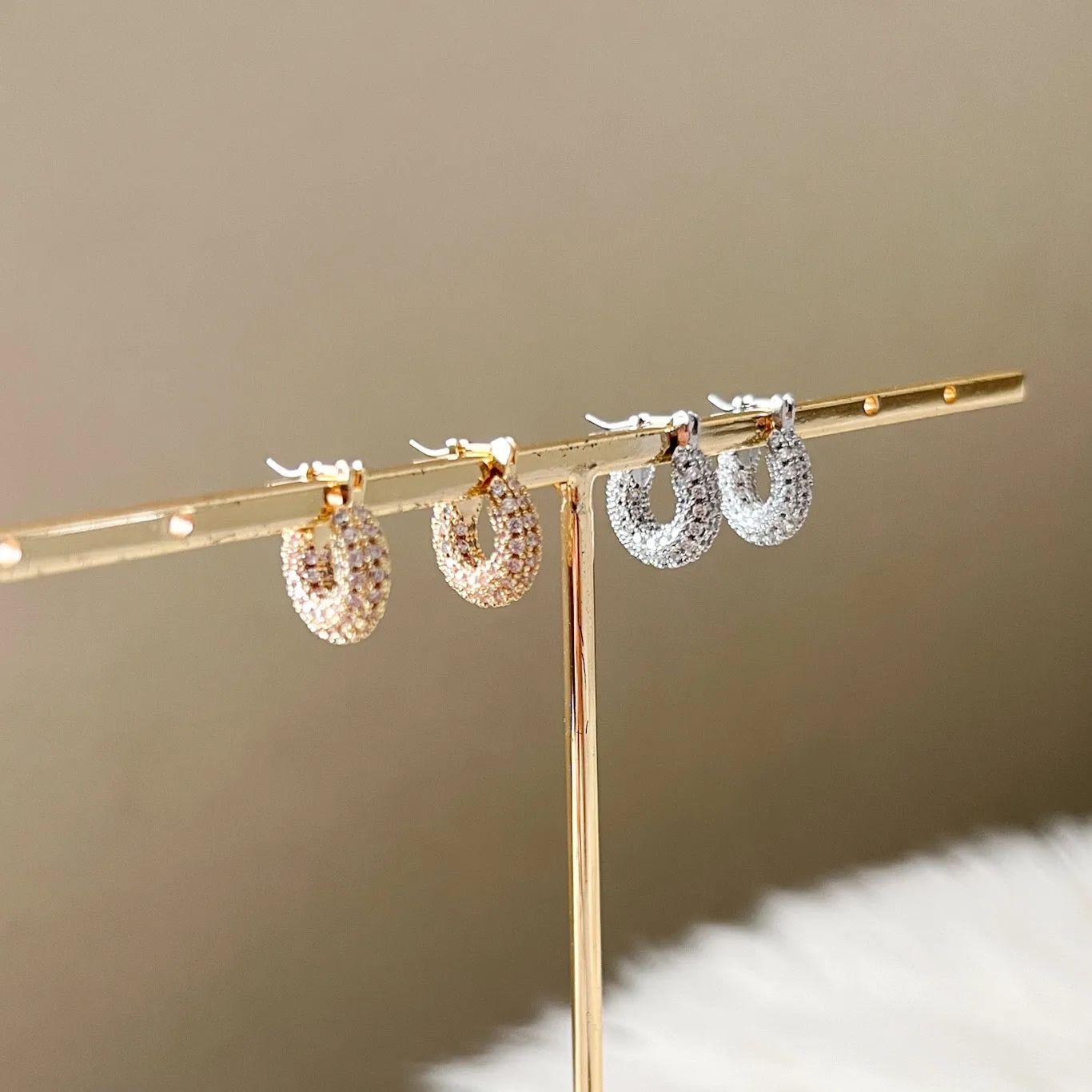 Ella Crystal Studded Hoop Earrings