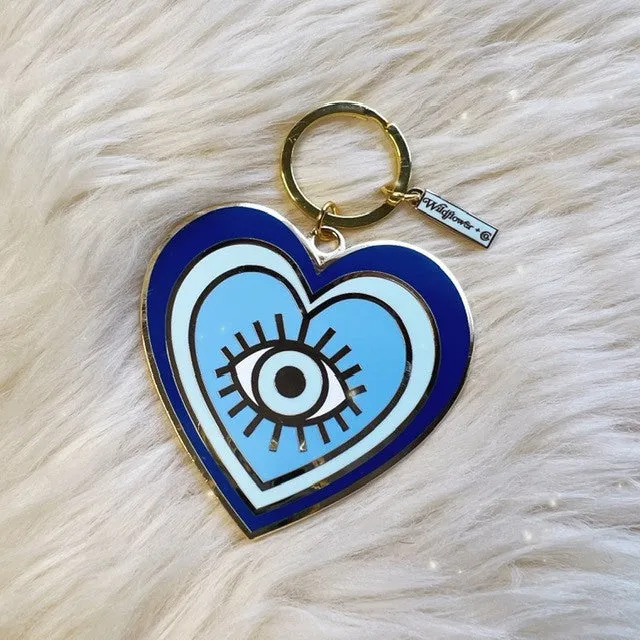 Evil Eye Heart Keychain