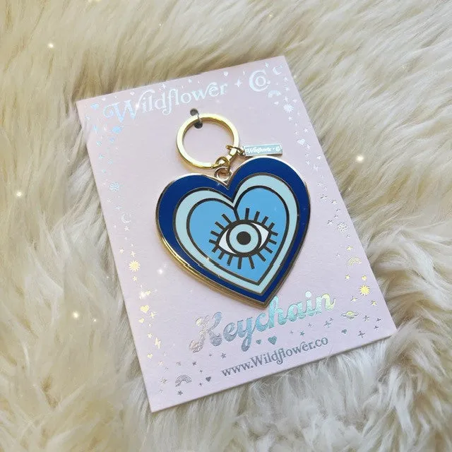 Evil Eye Heart Keychain