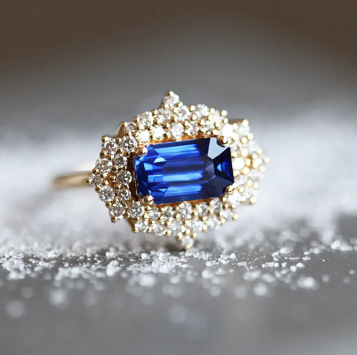 Firoza Blue Sapphire Diamond Ring