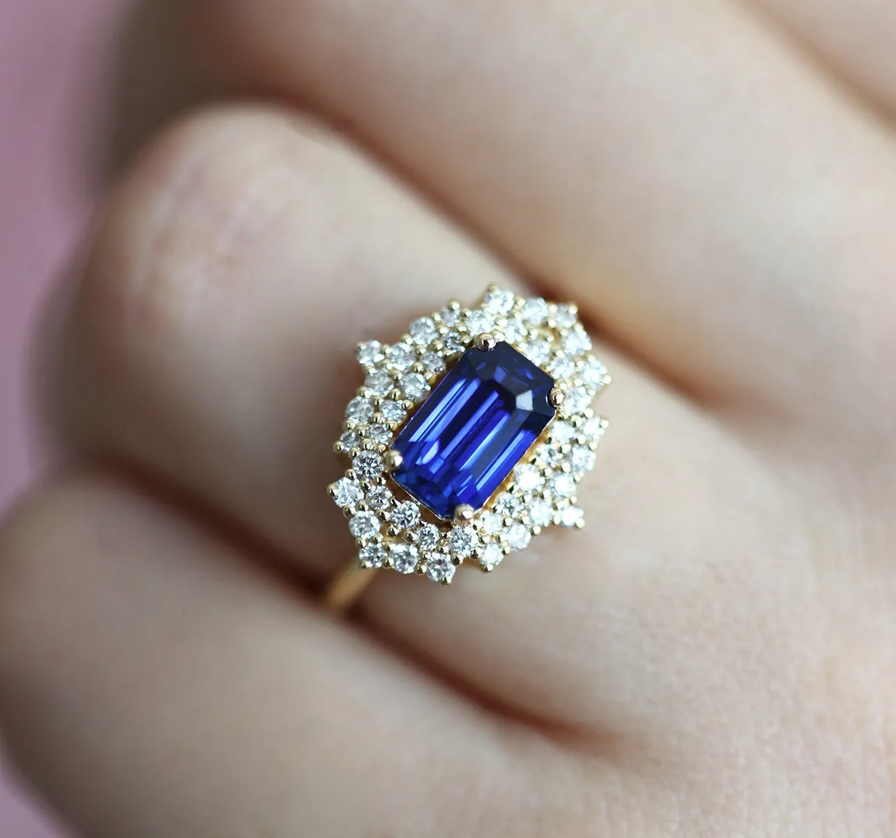 Firoza Blue Sapphire Diamond Ring