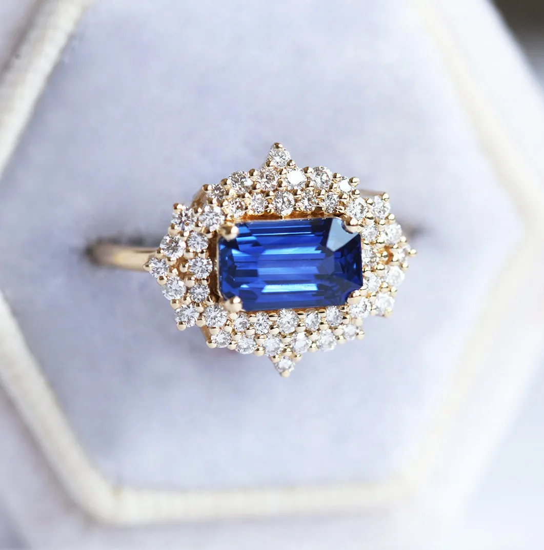 Firoza Blue Sapphire Diamond Ring